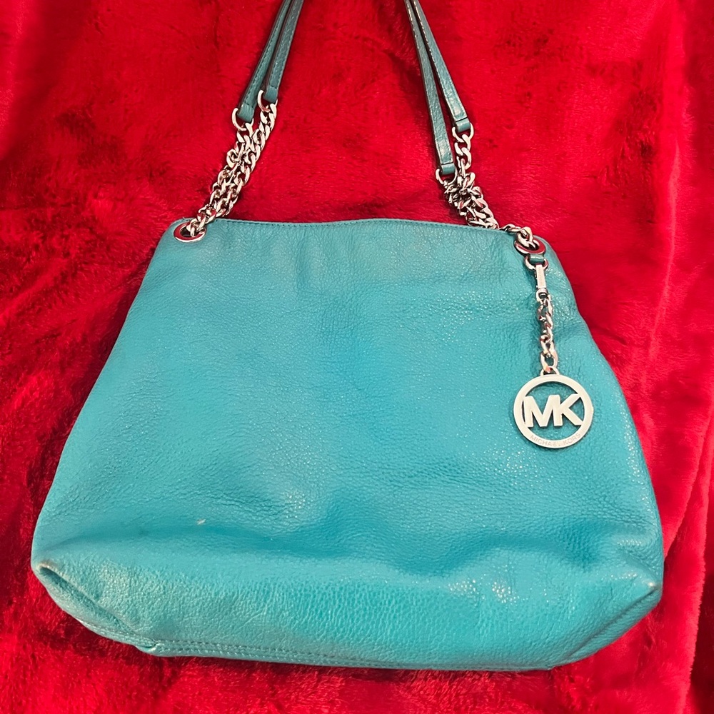 Michael Kors Teal Blue Leather Shoulder Bag